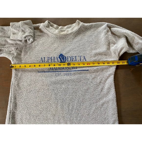 Woolly Threads Sweatshirt Alpha Xi Delta Madison WI Crewneck Sz Large Comfy EUC - Picture 6 of 8